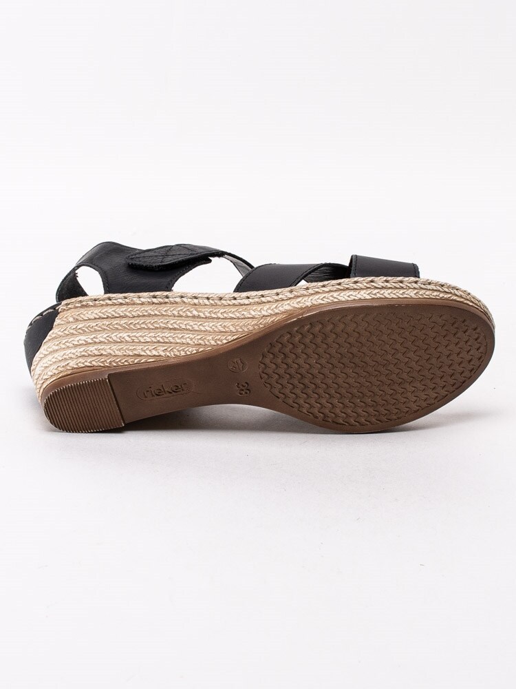 Rieker 62443 00 Black Svarta sandaletter med kilklack Rieker 62443 00 Sandaletter