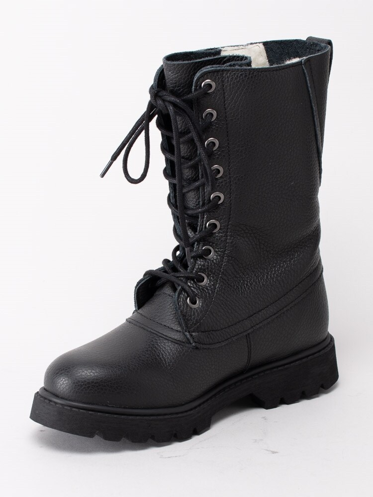 Graninge 241500 BLACK Black Svarta höga kängor i skinn Graninge 241500 BLACK Black Svarta höga kängor i skinn