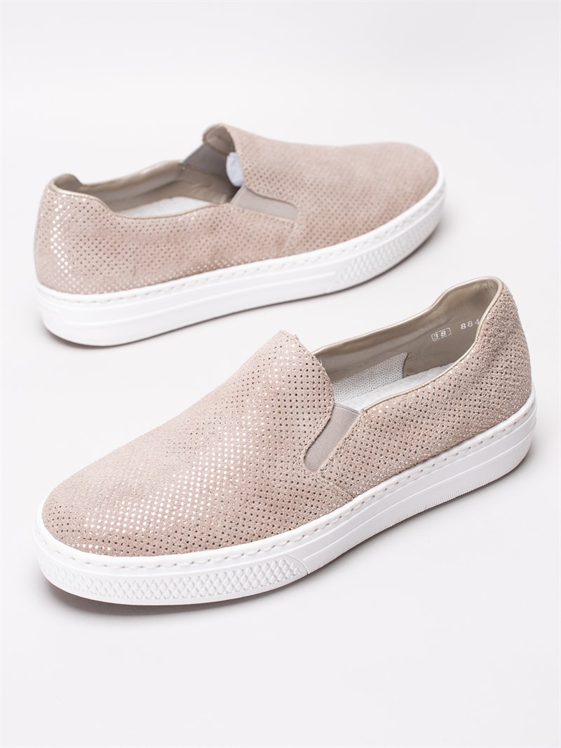 Rieker L596642 Grey Beige slip ons sneakers Damskor Skoman.se