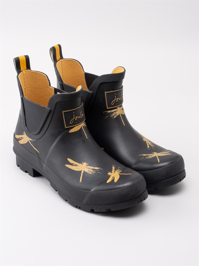 Joules Wellibob Black Dragonfly Svarta låga gummistövlar Joules Wellibob Black Dragonfly Svarta låga gummistövlar