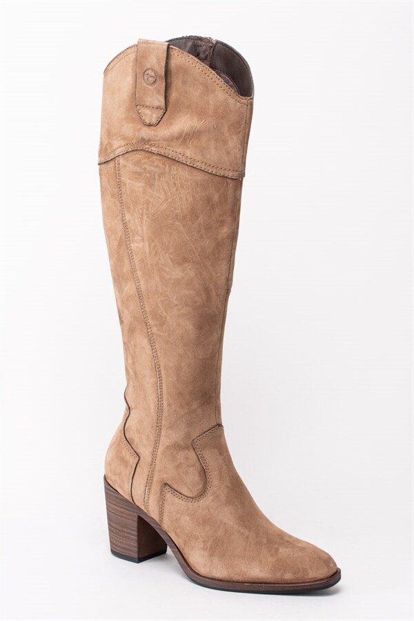 Tamaris 1 25546 25 341 Taupe – Beige mockastövlar med klack Tamaris 1 25546 25 341 Taupe – Beige mockastövlar med klack