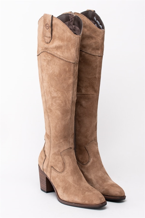 Tamaris 1 25546 25 341 Taupe – Beige mockastövlar med klack Tamaris 1 25546 25 341 Taupe – Beige mockastövlar med klack