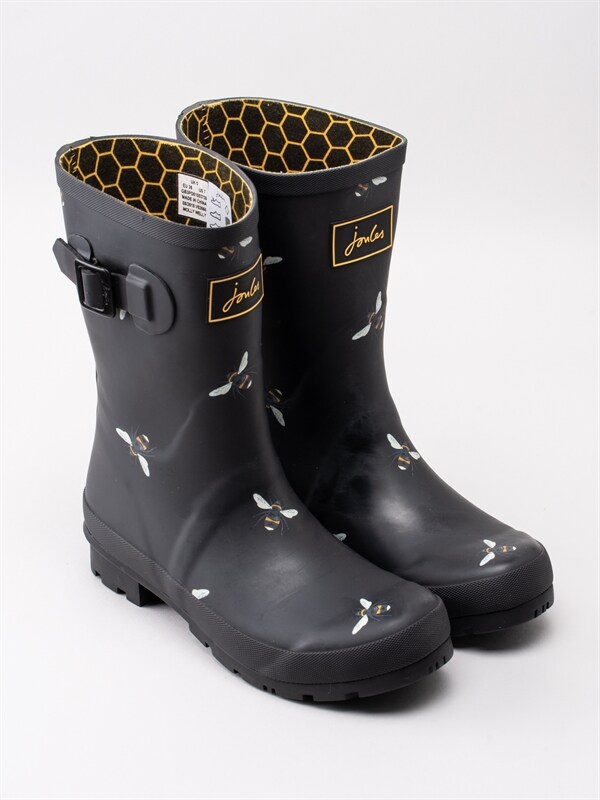 Joules Molly Welly Black Bees Svarta gummistövlar med Joules Molly Welly Black Bees Svarta gummistövlar med
