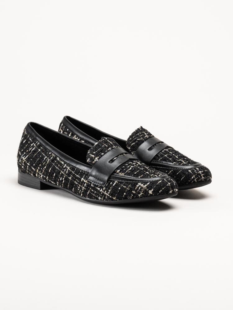 Marco Tozzi - Svarta loafers i textil