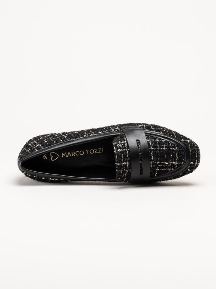 Marco Tozzi - Svarta loafers i textil