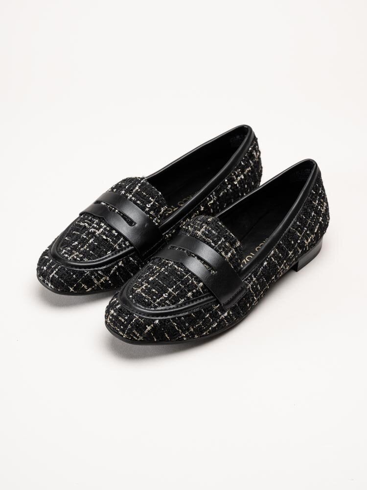 Marco Tozzi - Svarta loafers i textil