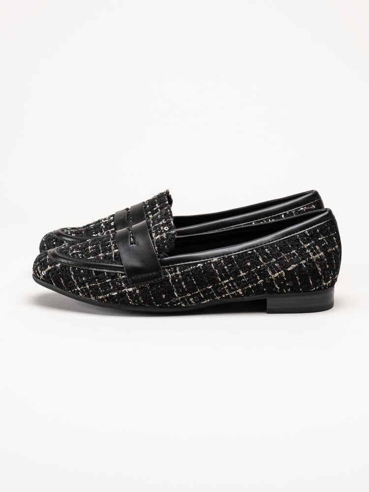 Marco Tozzi - Svarta loafers i textil