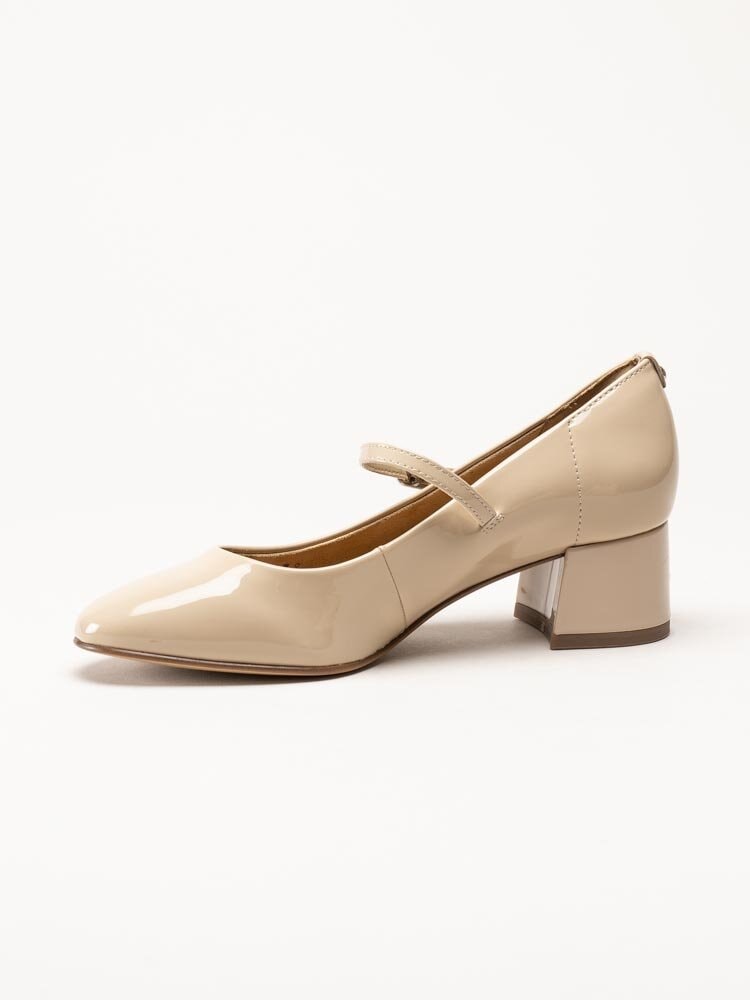 Tamaris - Beige pumps i syntetlack