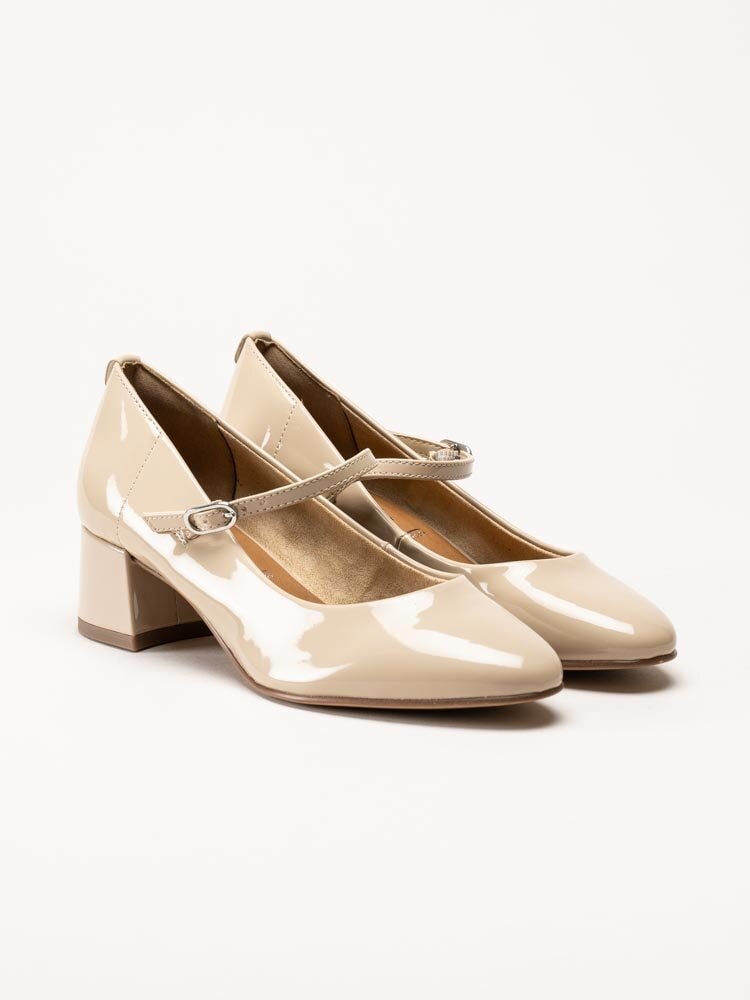 Tamaris - Beige pumps i syntetlack