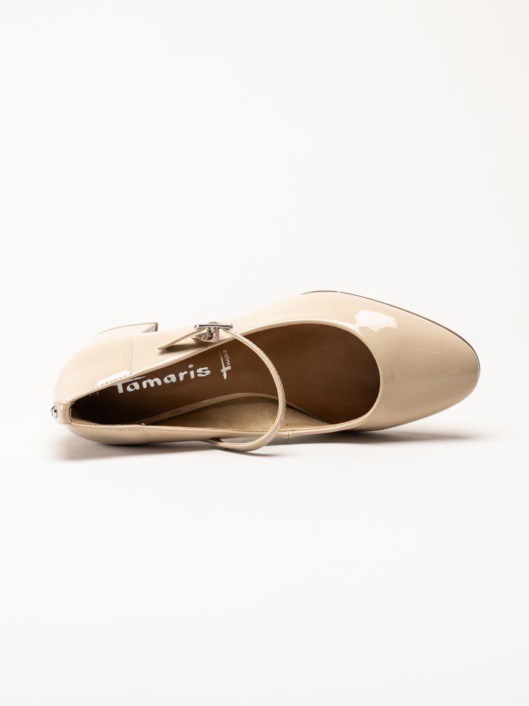 Tamaris - Beige pumps i syntetlack