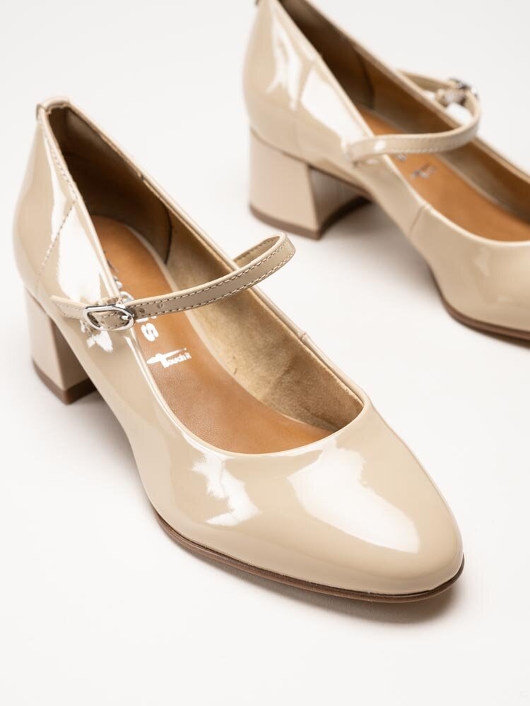 Tamaris - Beige pumps i syntetlack