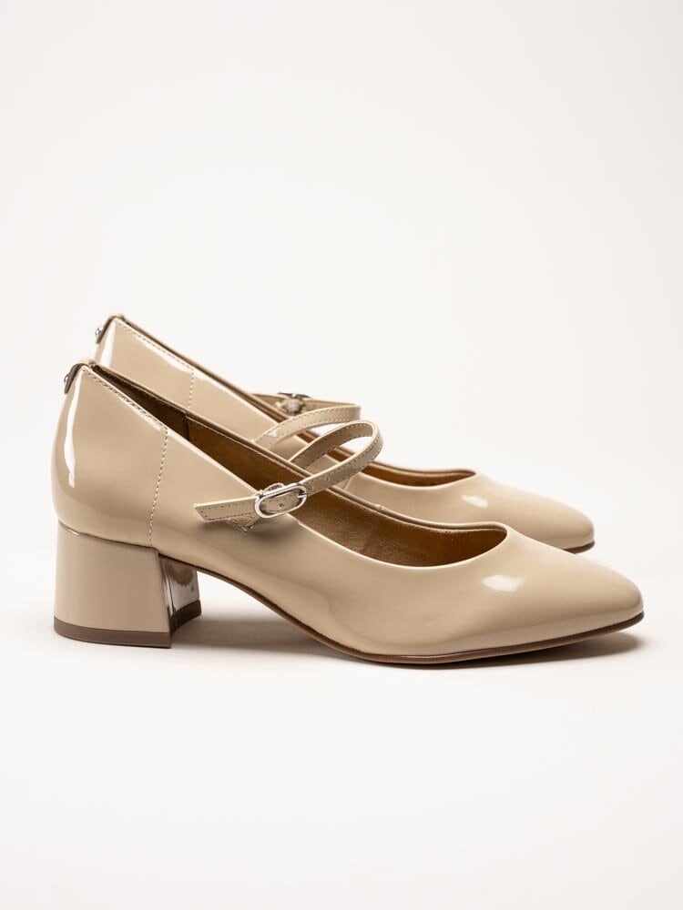 Tamaris - Beige pumps i syntetlack