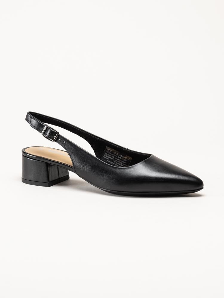 Tamaris - Svarta slingback pumps i skinn