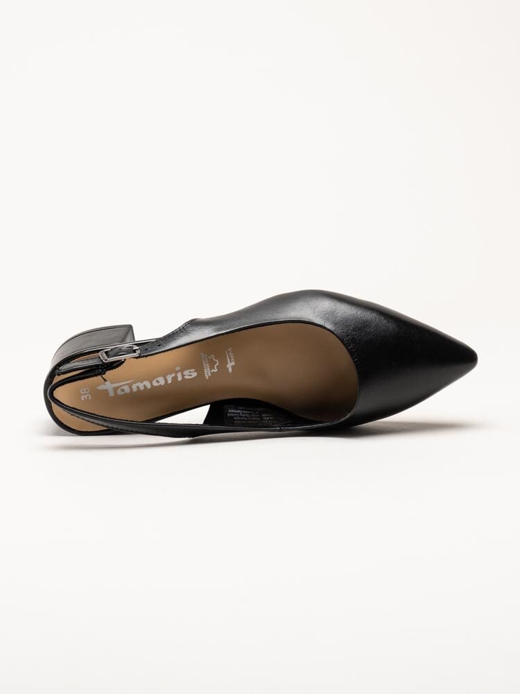 Tamaris - Svarta slingback pumps i skinn