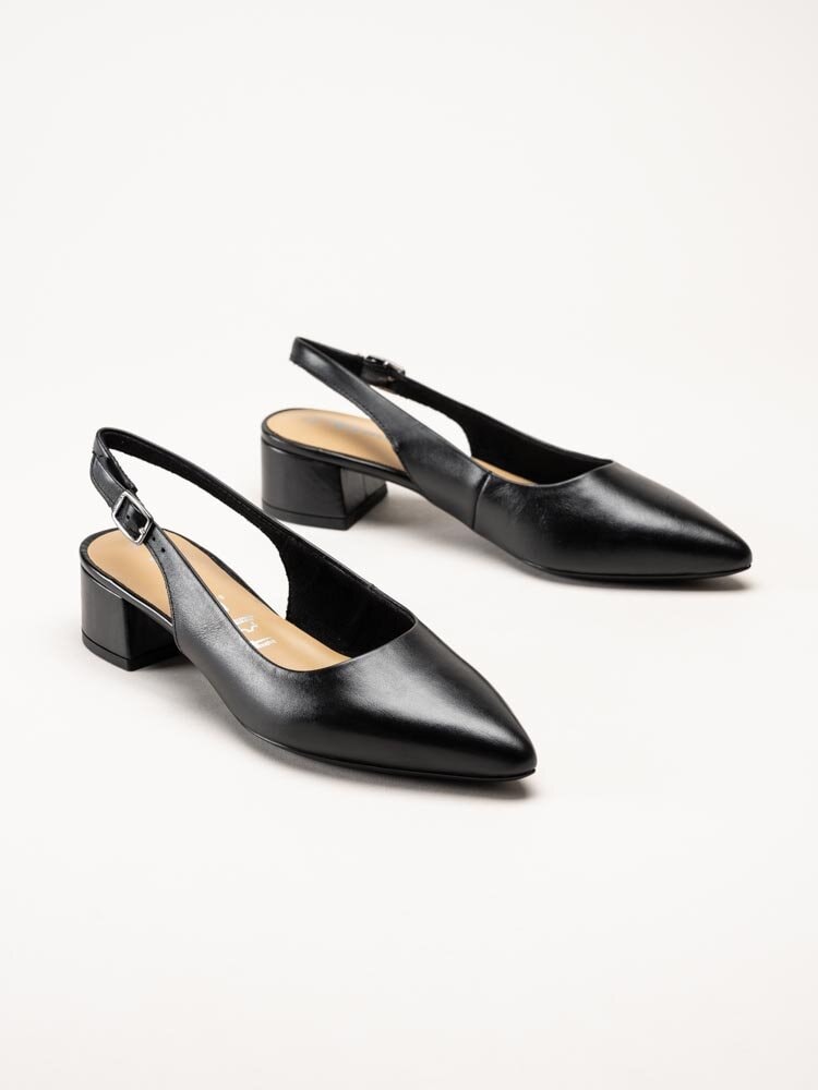 Tamaris - Svarta slingback pumps i skinn