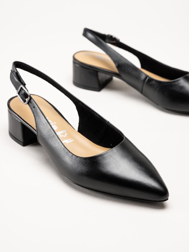 Tamaris - Svarta slingback pumps i skinn