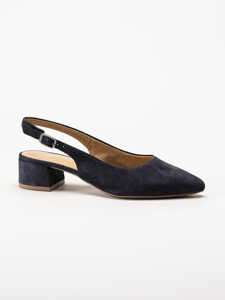 Tamaris - Marinblå slingback pumps i mocka