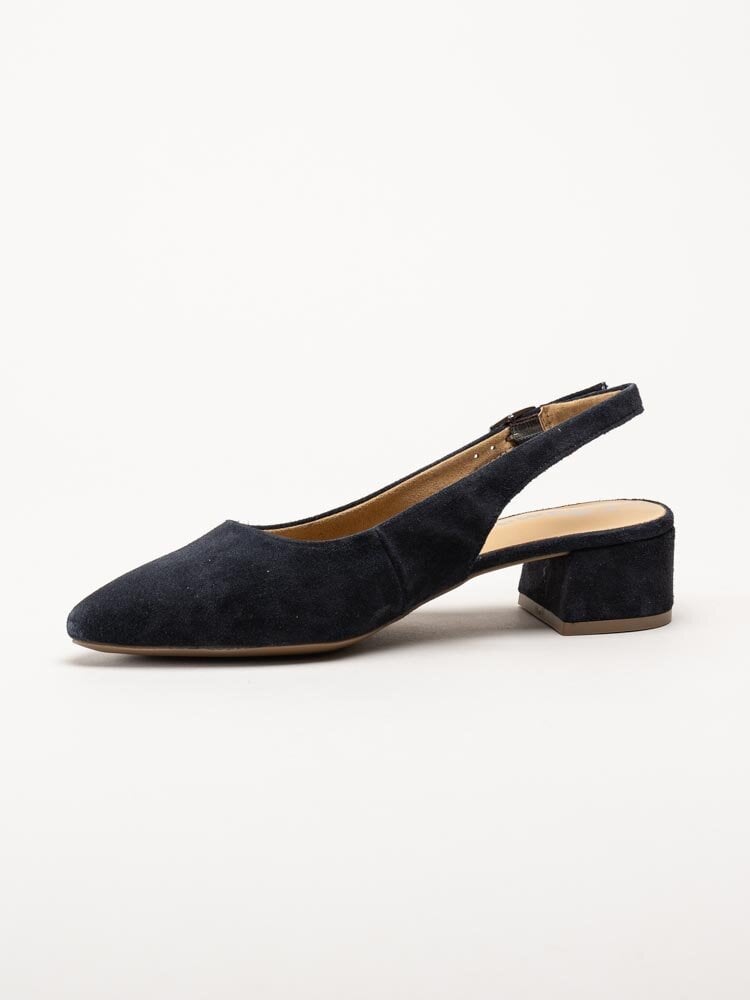 Tamaris - Marinblå slingback pumps i mocka