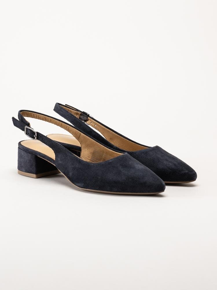 Tamaris - Marinblå slingback pumps i mocka