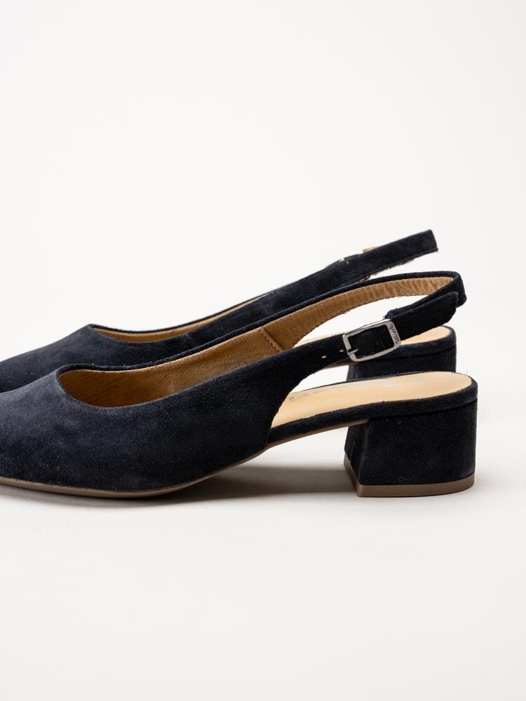 Tamaris - Marinblå slingback pumps i mocka