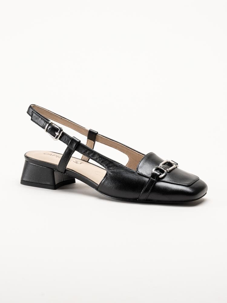 Caprice - Svarta slingback pumps i skinn