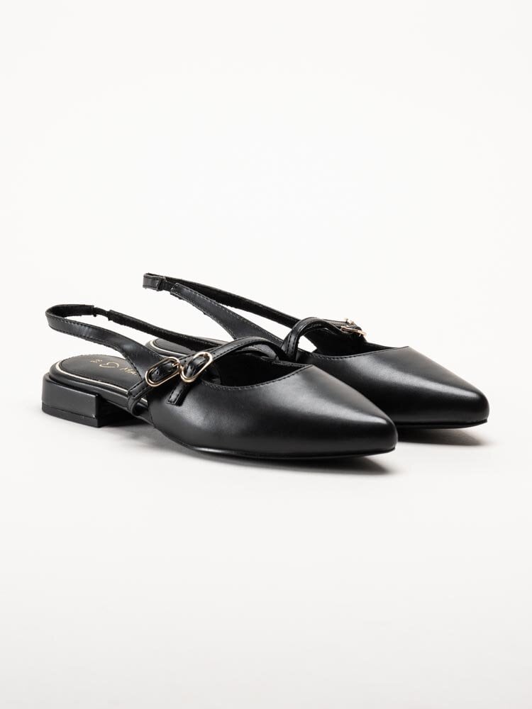 Marco Tozzi - Svarta slingback pumps i skinnimitation