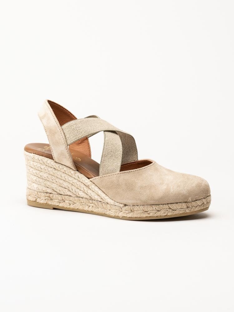 Duffy - Beige kilklackade espadrillos i mocka