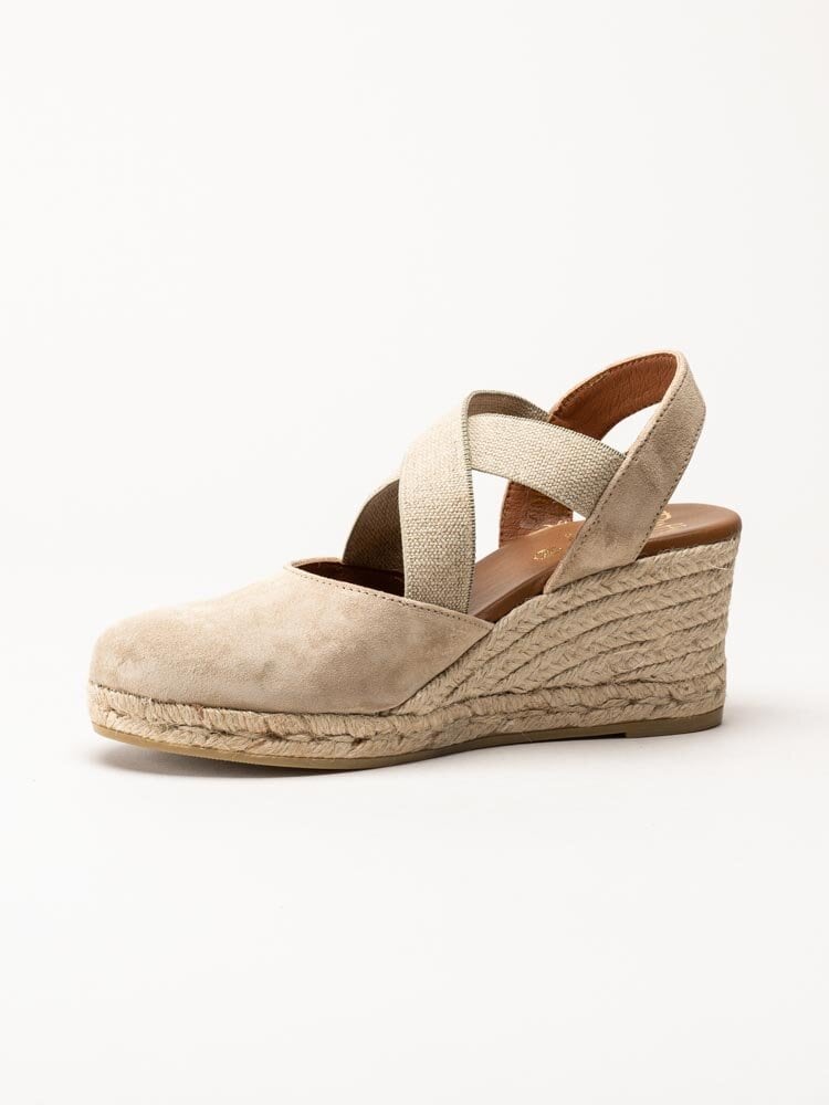 Duffy - Beige kilklackade espadrillos i mocka