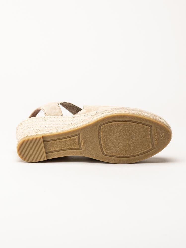 Duffy - Beige kilklackade espadrillos i mocka