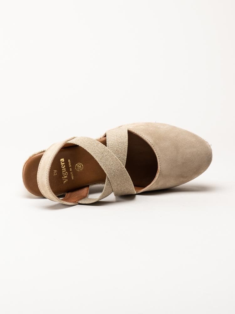 Duffy - Beige kilklackade espadrillos i mocka