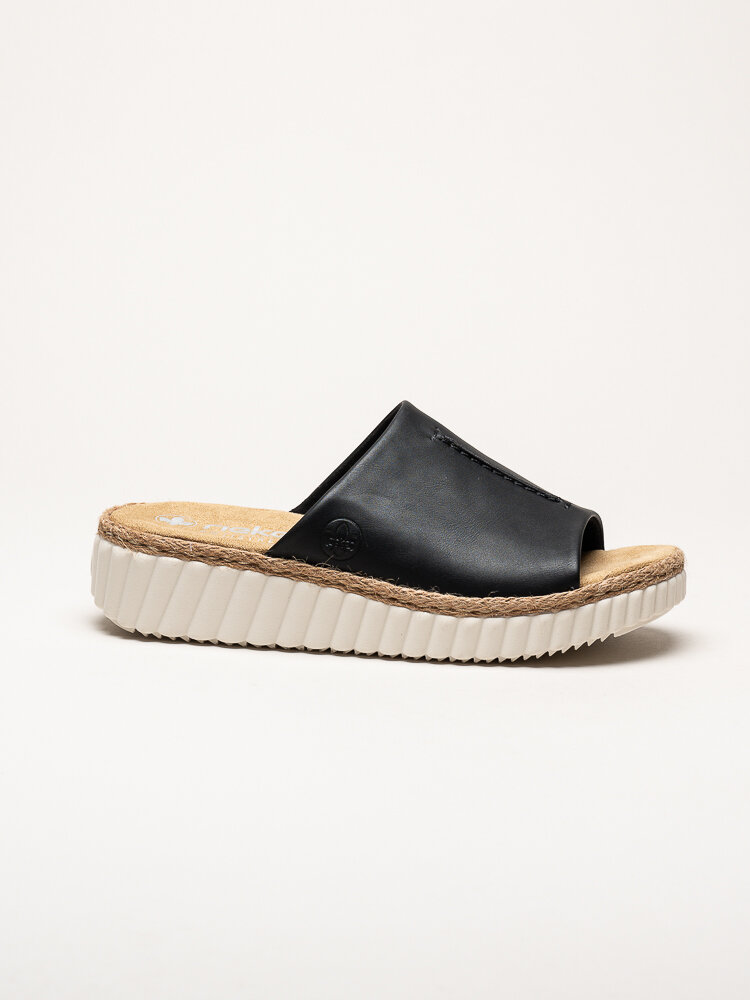 Rieker - Svarta kilklackade slip in sandaler