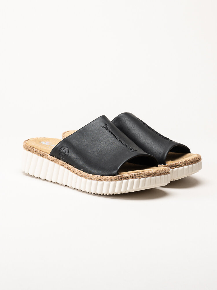 Rieker - Svarta kilklackade slip in sandaler