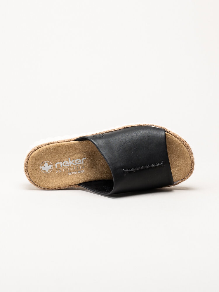 Rieker - Svarta kilklackade slip in sandaler