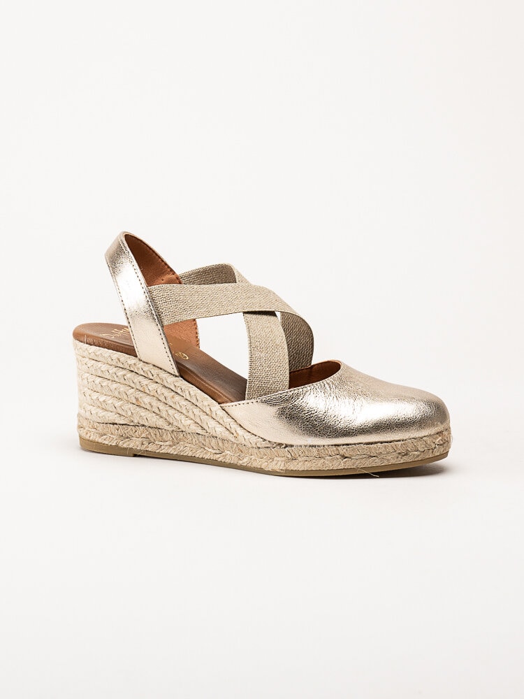 Duffy - Guldmetallic kilklackade espadrillos