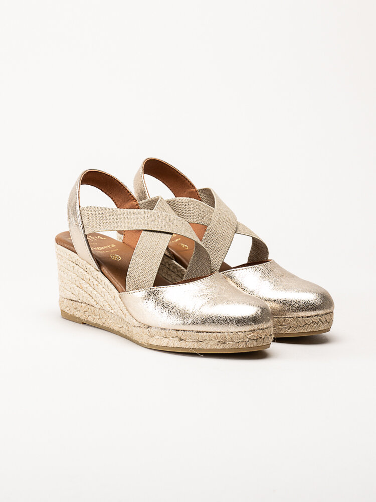 Duffy - Guldmetallic kilklackade espadrillos