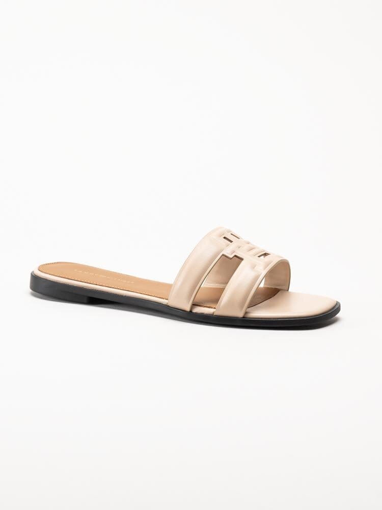 Tommy Hilfiger - Logo Strap Mule - Beige slip-in sandaler i skinn