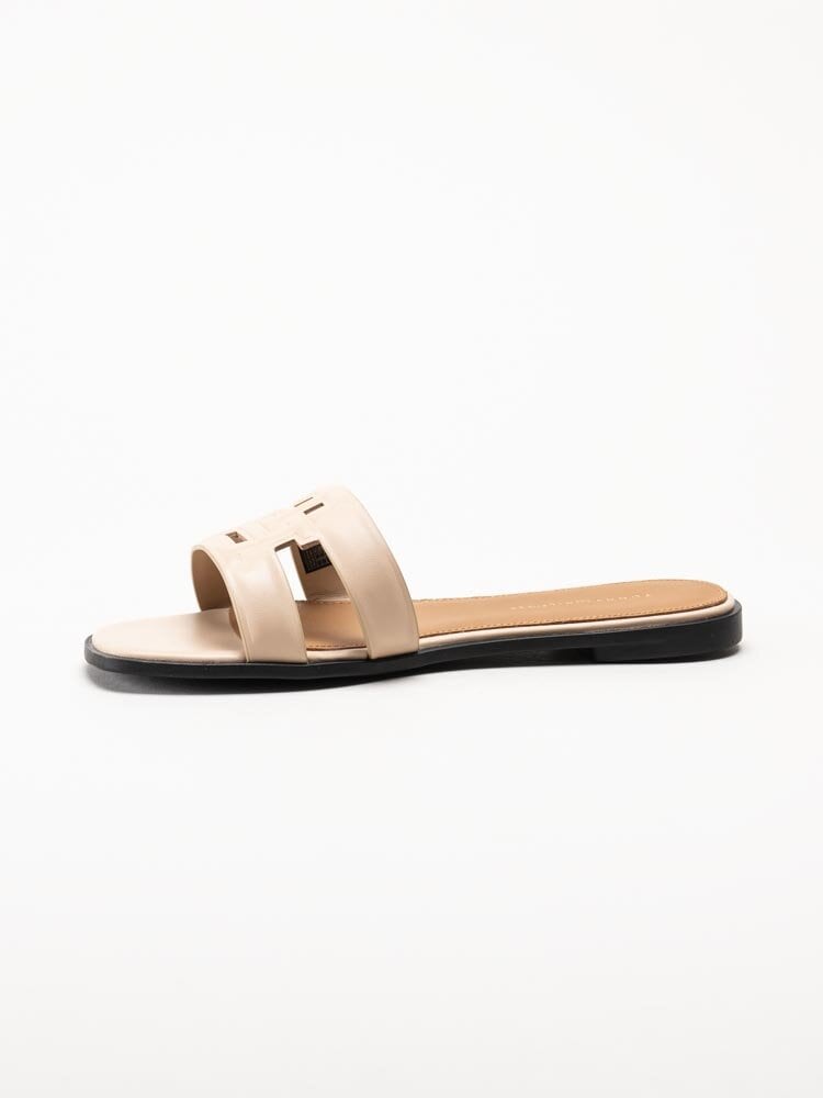 Tommy Hilfiger - Logo Strap Mule - Beige slip-in sandaler i skinn