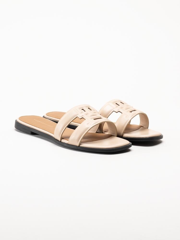 Tommy Hilfiger - Logo Strap Mule - Beige slip-in sandaler i skinn