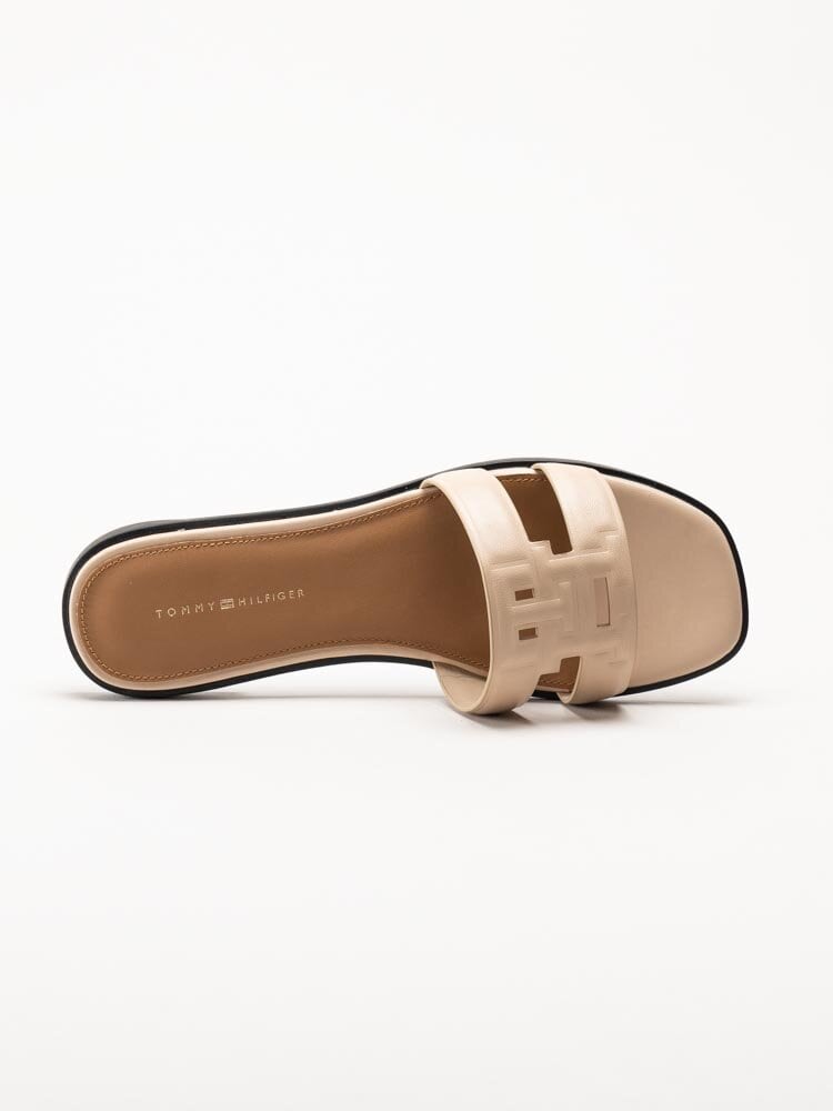 Tommy Hilfiger - Logo Strap Mule - Beige slip-in sandaler i skinn