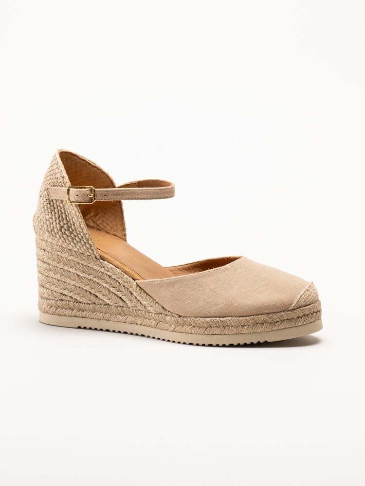 Unisa - caceres_25 - Beige kilklackade espadrillos i mocka