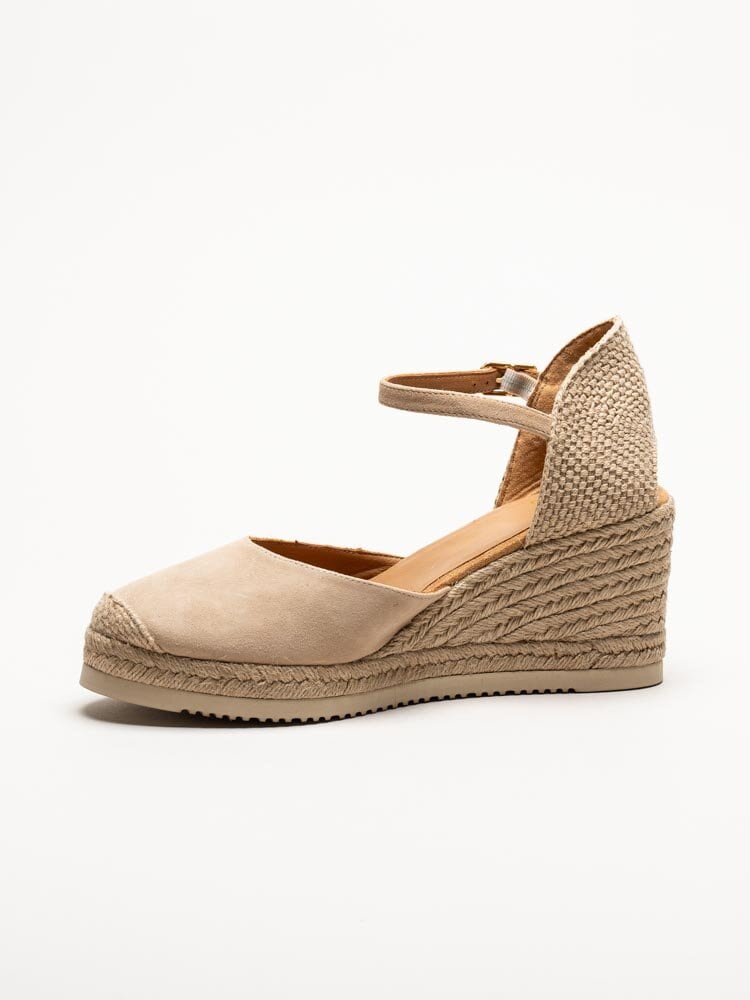 Unisa - caceres_25 - Beige kilklackade espadrillos i mocka