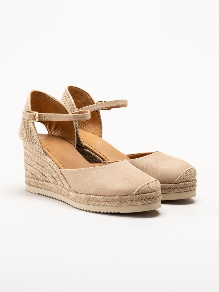 Unisa - caceres_25 - Beige kilklackade espadrillos i mocka