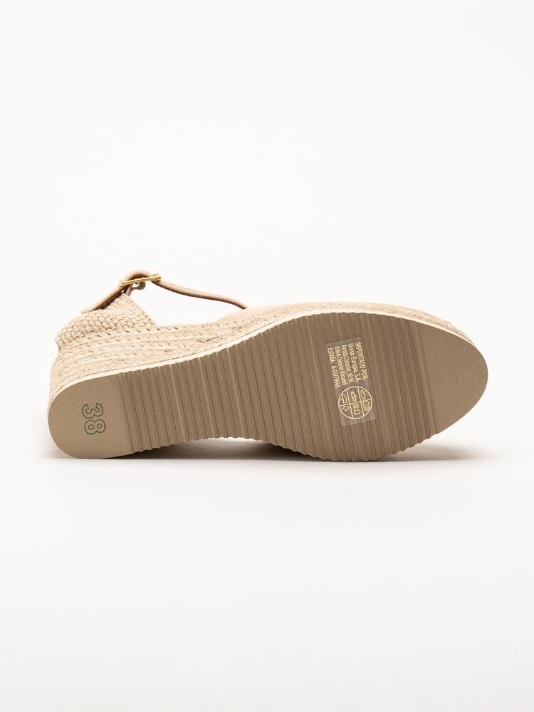 Unisa - caceres_25 - Beige kilklackade espadrillos i mocka