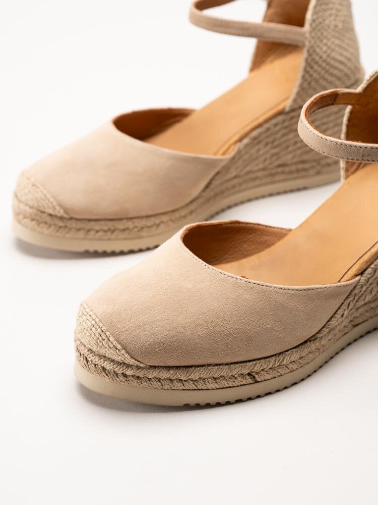 Unisa - caceres_25 - Beige kilklackade espadrillos i mocka