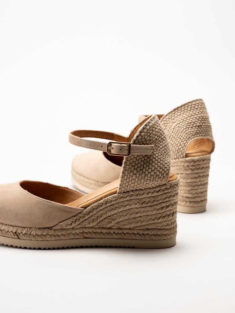 Unisa - caceres_25 - Beige kilklackade espadrillos i mocka