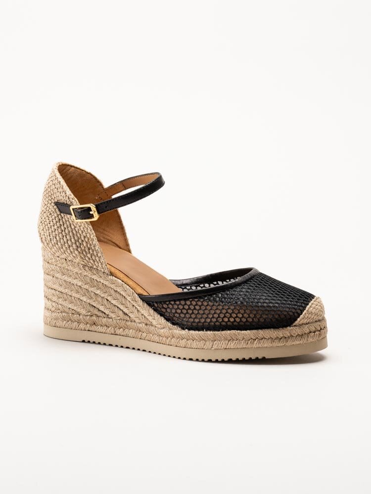 Unisa - Cueta5 - Svarta kilklackade espadrillos i textil