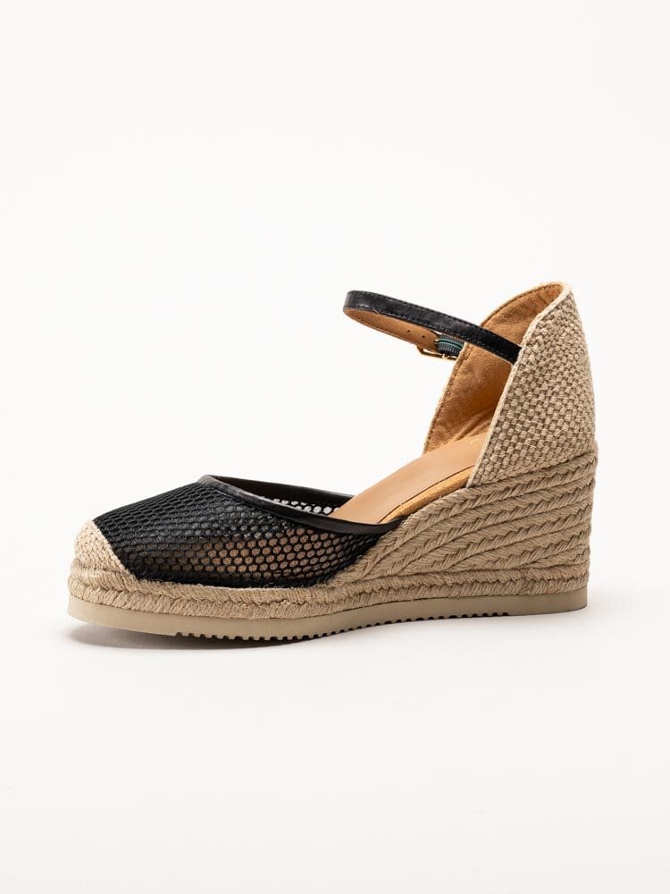 Unisa - Cueta5 - Svarta kilklackade espadrillos i textil