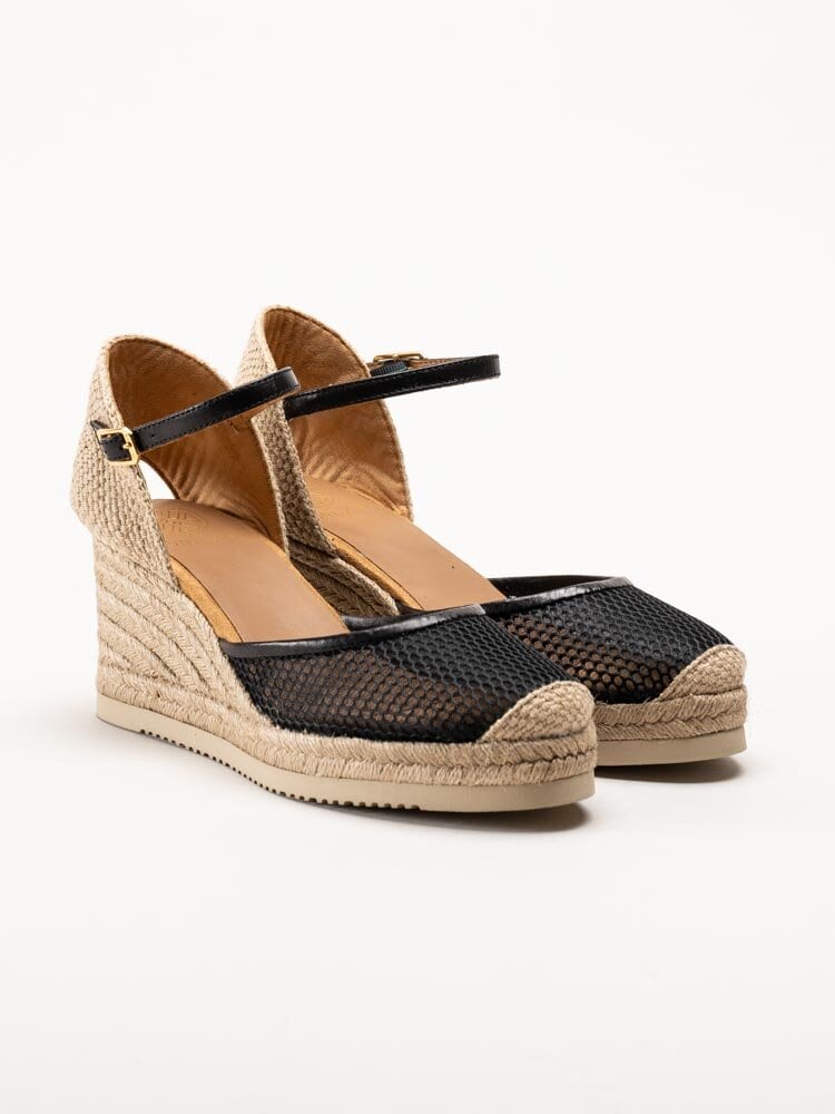 Unisa - Cueta5 - Svarta kilklackade espadrillos i textil