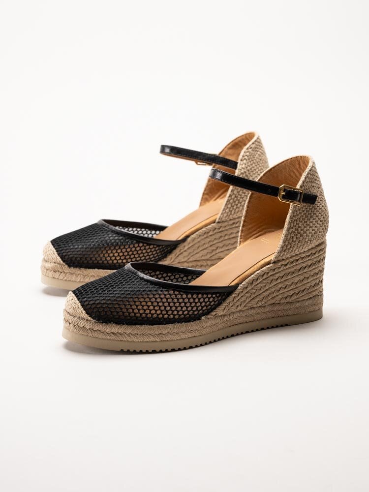 Unisa - Cueta5 - Svarta kilklackade espadrillos i textil