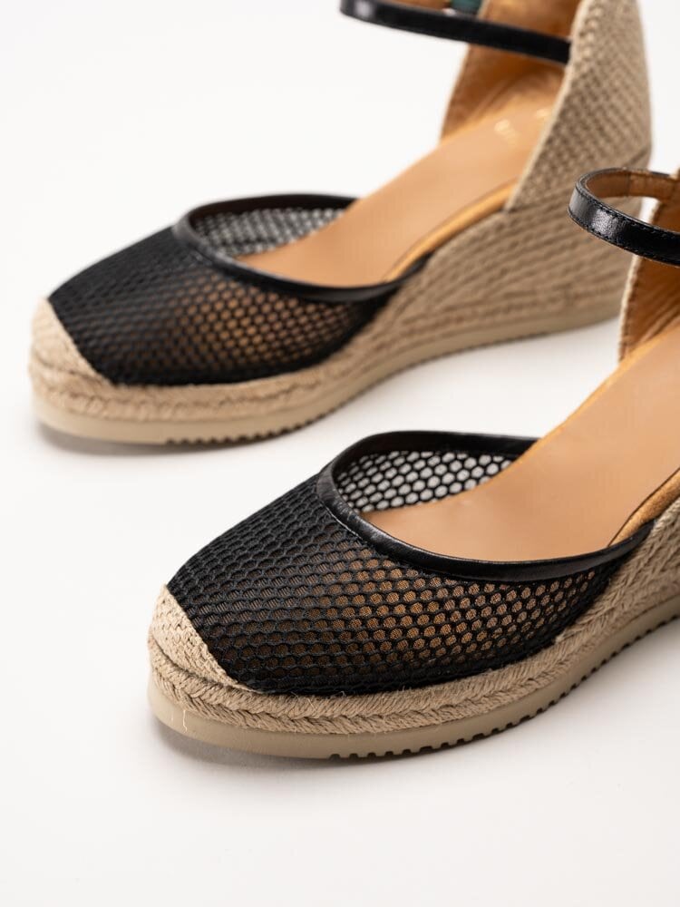 Unisa - Cueta5 - Svarta kilklackade espadrillos i textil